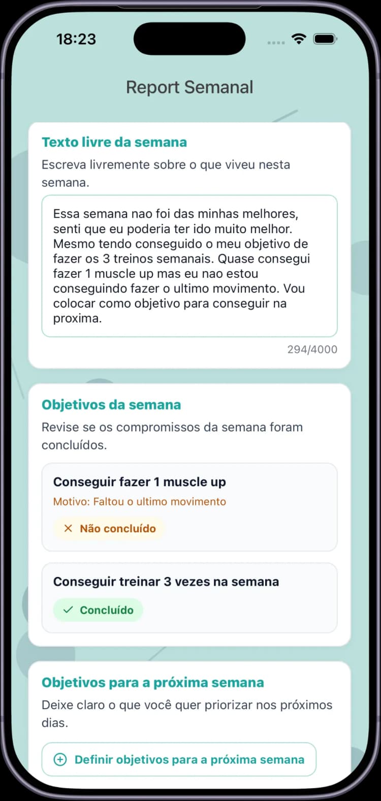 Reflita sobre sua Semana e Defina Objetivos - Processe experiências e planeje a próxima semana no Inspire